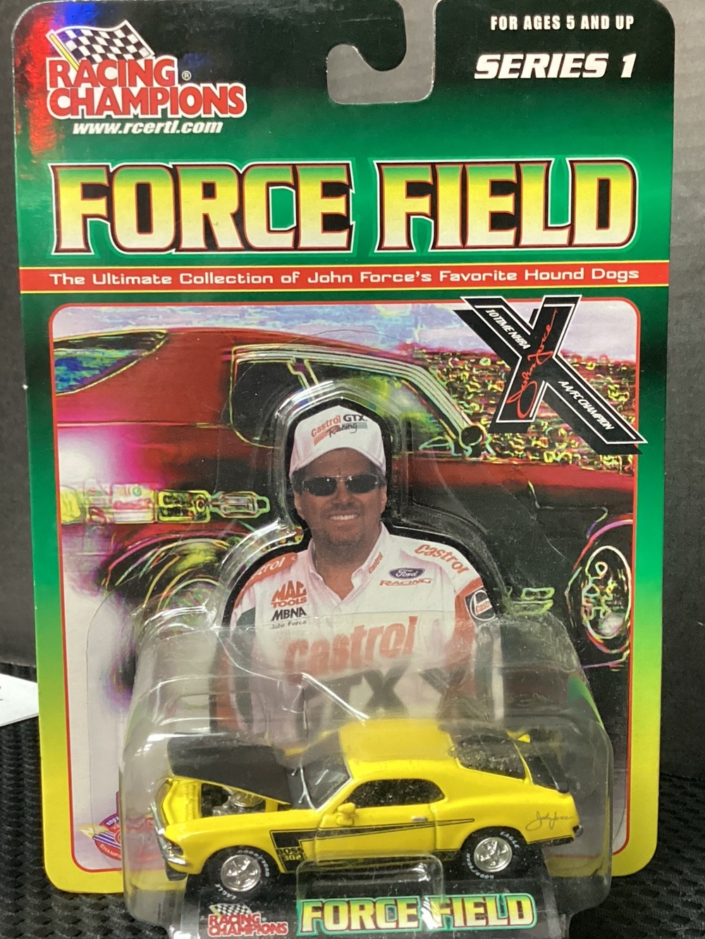 Racing Champion Force Field John force 1969 bass 302 Yellow Die-Cast Muscle Car